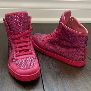 GUCCI Pink Studded High Top Sneaker 37